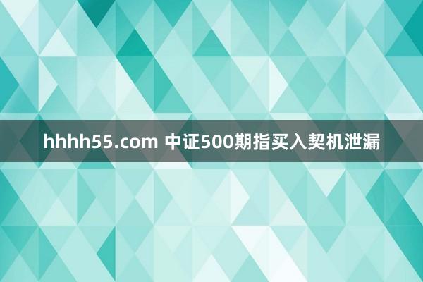 hhhh55.com 中证500期指买入契机泄漏