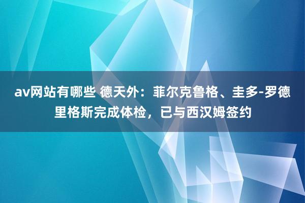 av网站有哪些 德天外：菲尔克鲁格、圭多-罗德里格斯完成体检，已与西汉姆签约