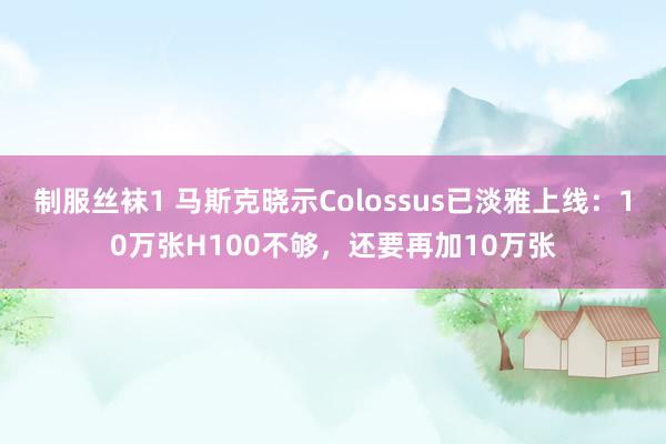 制服丝袜1 马斯克晓示Colossus已淡雅上线：10万张H100不够，还要再加10万张