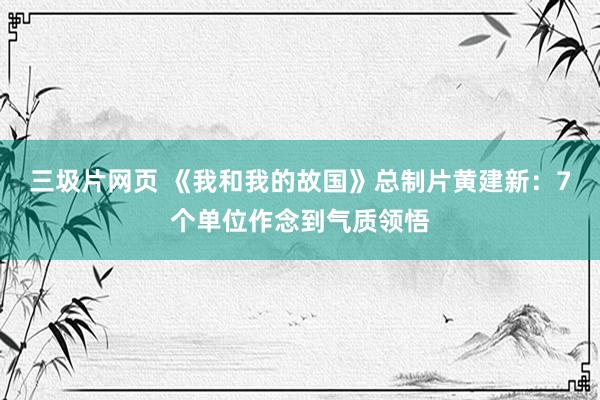 三圾片网页 《我和我的故国》总制片黄建新：7个单位作念到气质领悟