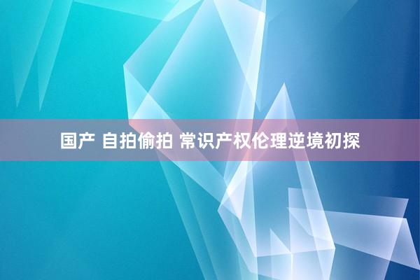 国产 自拍偷拍 常识产权伦理逆境初探